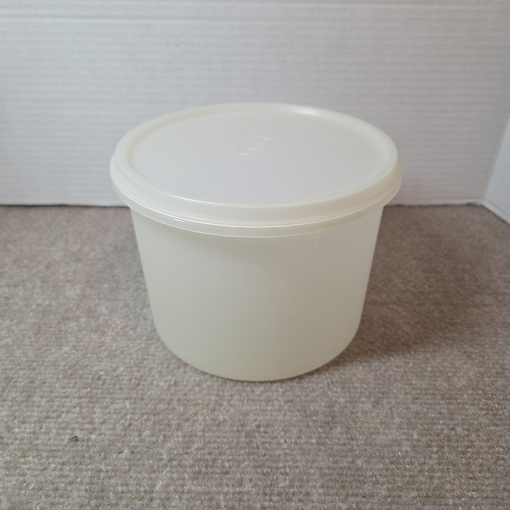 Vintage Tupperware Servalier Canister 227-25 Translucent White with Lid 6 Inch